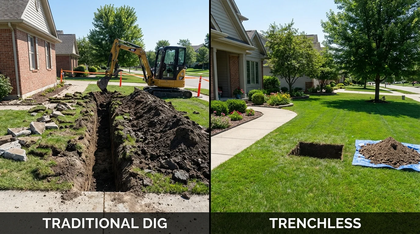 Trenchless sewer repair with minimal yard damage versus traditional excavation in Hialeah, FL
